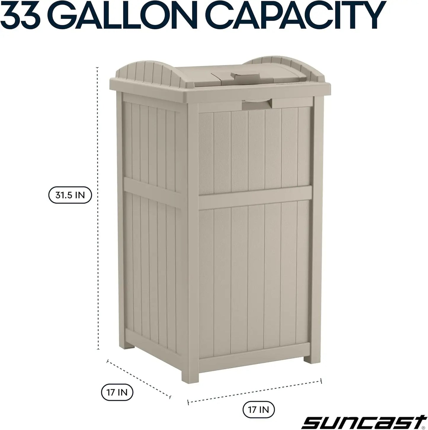 30-Gallon Outdoor Trash Can with Lid, Weather-Resistant Resin, Wicker-Style Design for Patio