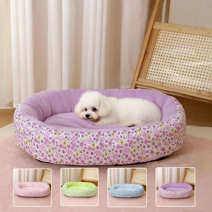 Floral All Season Dog Bed Soft Cat and Dogs Sleeping