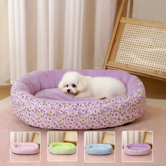 Floral All Season Dog Bed Soft Cat and Dogs Sleeping