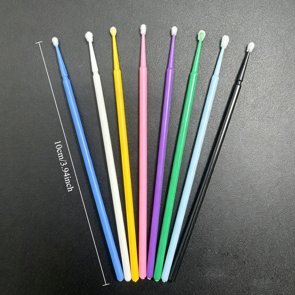 100Pcs Eyelash Cleaning Brush Lash Extension Micro Cotton Swab Individual Eyelashes
