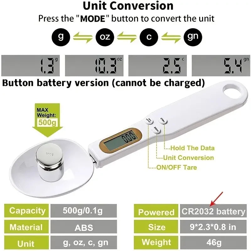 Mini Spoon Scale Digital Electronic LCD Food Scale Powder Weight Measure Spoon