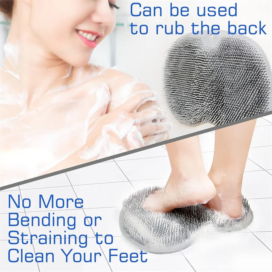 Shower Exfoliating Bath scrubber Pad Wall Mounted Slip Suction Cups