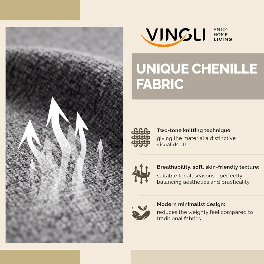 U-Shaped Sectional Sofa with Two Chaise, Chenille Fabric