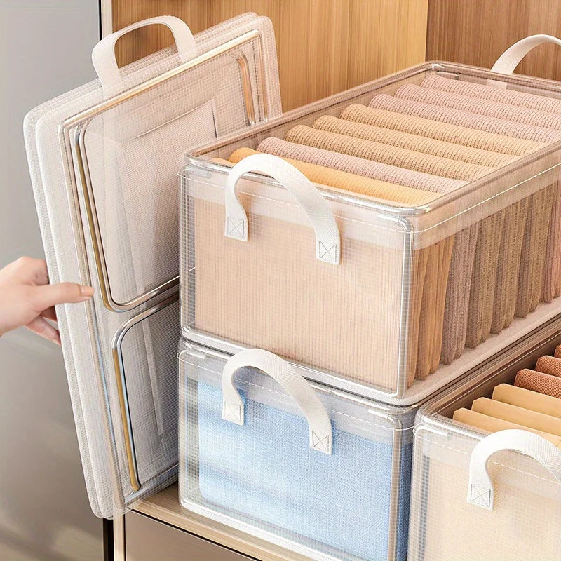 1 Pc Transparent PVC Solid Steel Frame Storage Basket for Home and Dormitory Use
