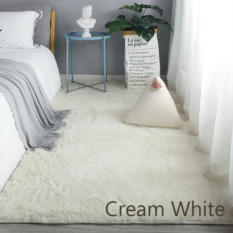 Bedroom Carpet Soft Decoration White Fluffy Large Kids Bedside Rugs