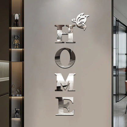 HOME  Logo 3D Mirror Wall Sticker
