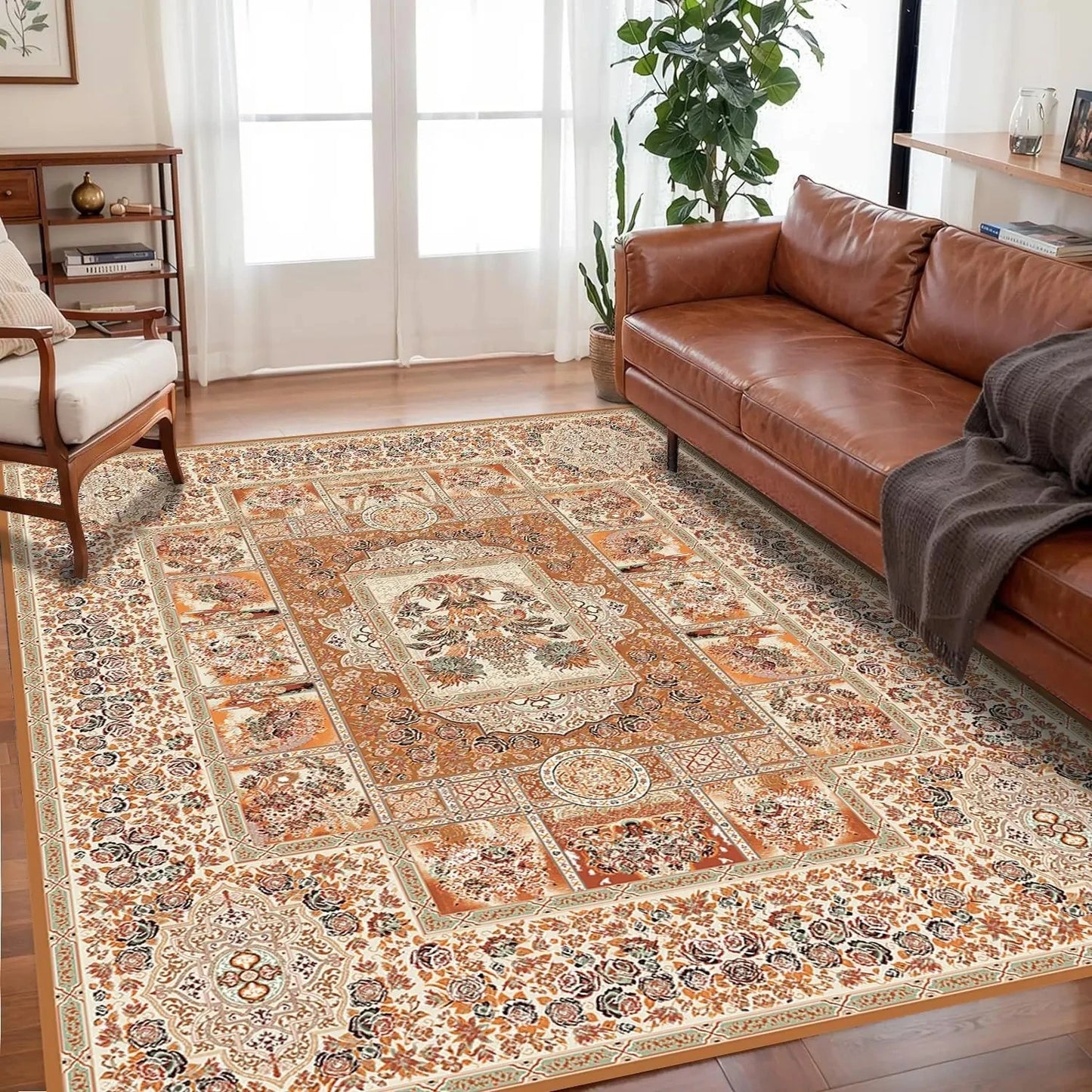 VIKAMA Bohemian Crystal Velvet Anti Slip Carpet for Living Room,