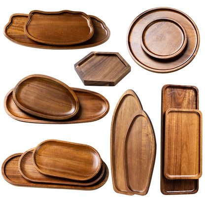 Creative Wooden Serving Tray - Multi-Functional Coffee Coaster & Plate,