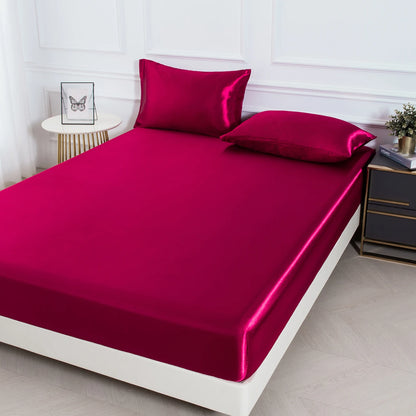 3pc Solid Color Satin Fabric Soft Comfortable Breathble Bedding Set for Bedroom.