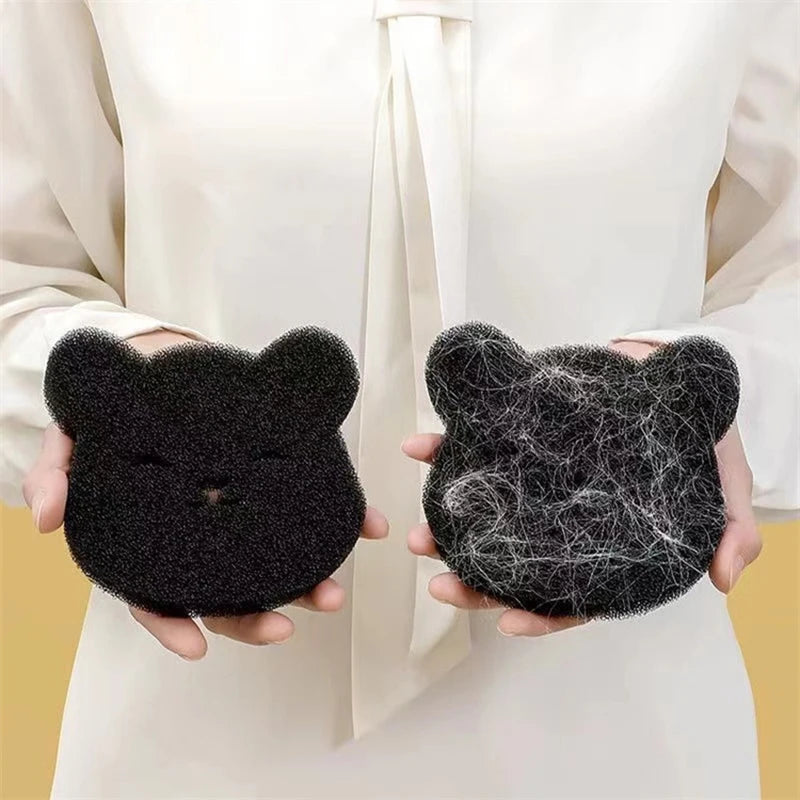 Household Pet Hair Remover Bear Sticky Sponge, Reusable, For Washing Machine, Dryer, Black