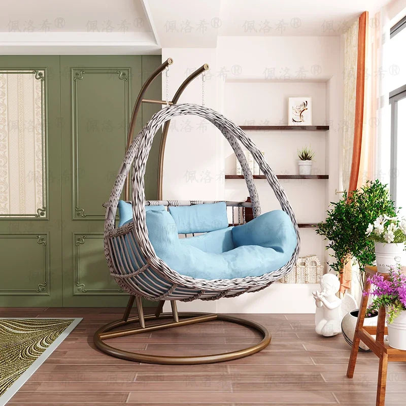 Hanging basket rattan courtyard double swing lazy chair