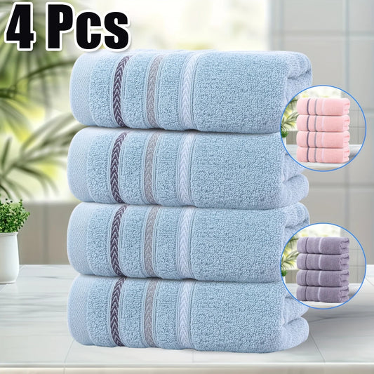100% Cotton 4 Pack, Luxury Quick Dry Absorbent Towel Set