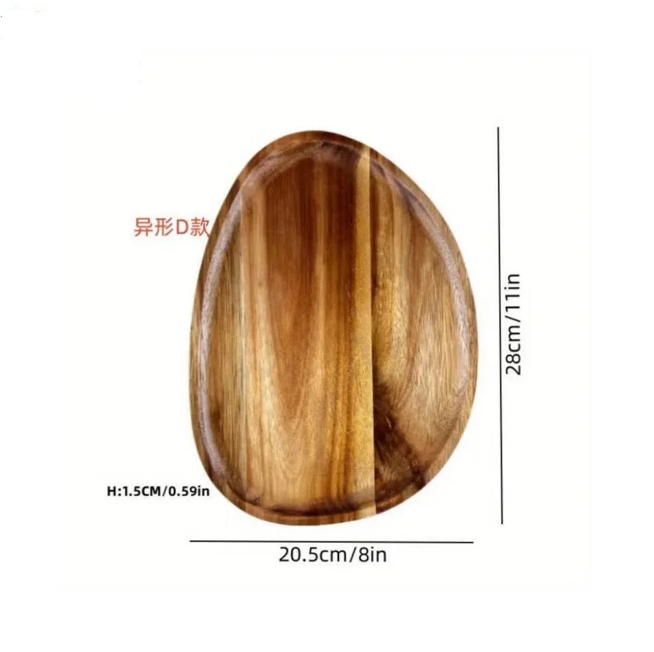 Japanese solid wood fruit plate multi-size high-value snack plate