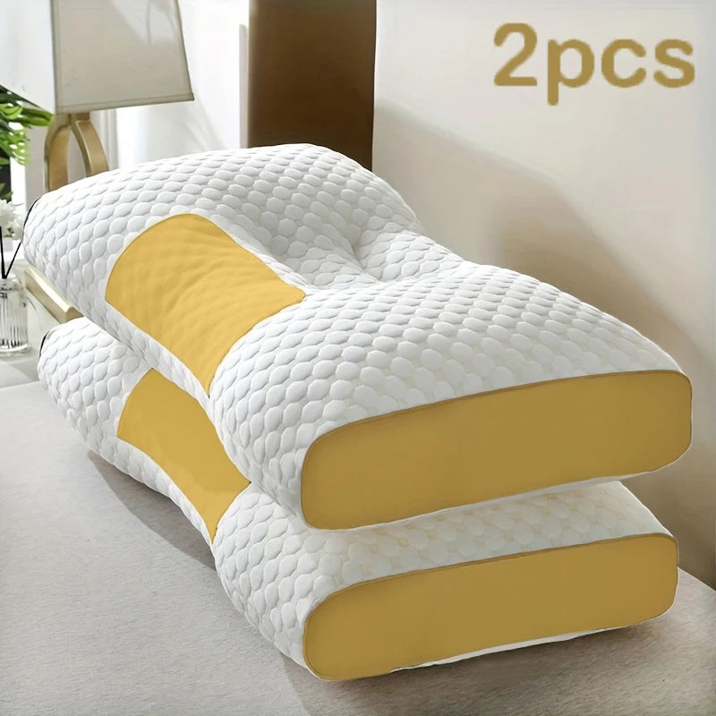 2pcs Massage Neck Pillows Adjustable Ergonomic Orthopedic Contour Support, High-Quality Pillow Core,