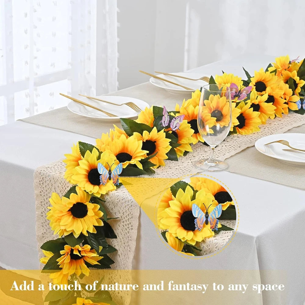 1/3PCS Artificial Flowers Sunflowers Vine Hanging Flowers Wall Festival Rattan Garland