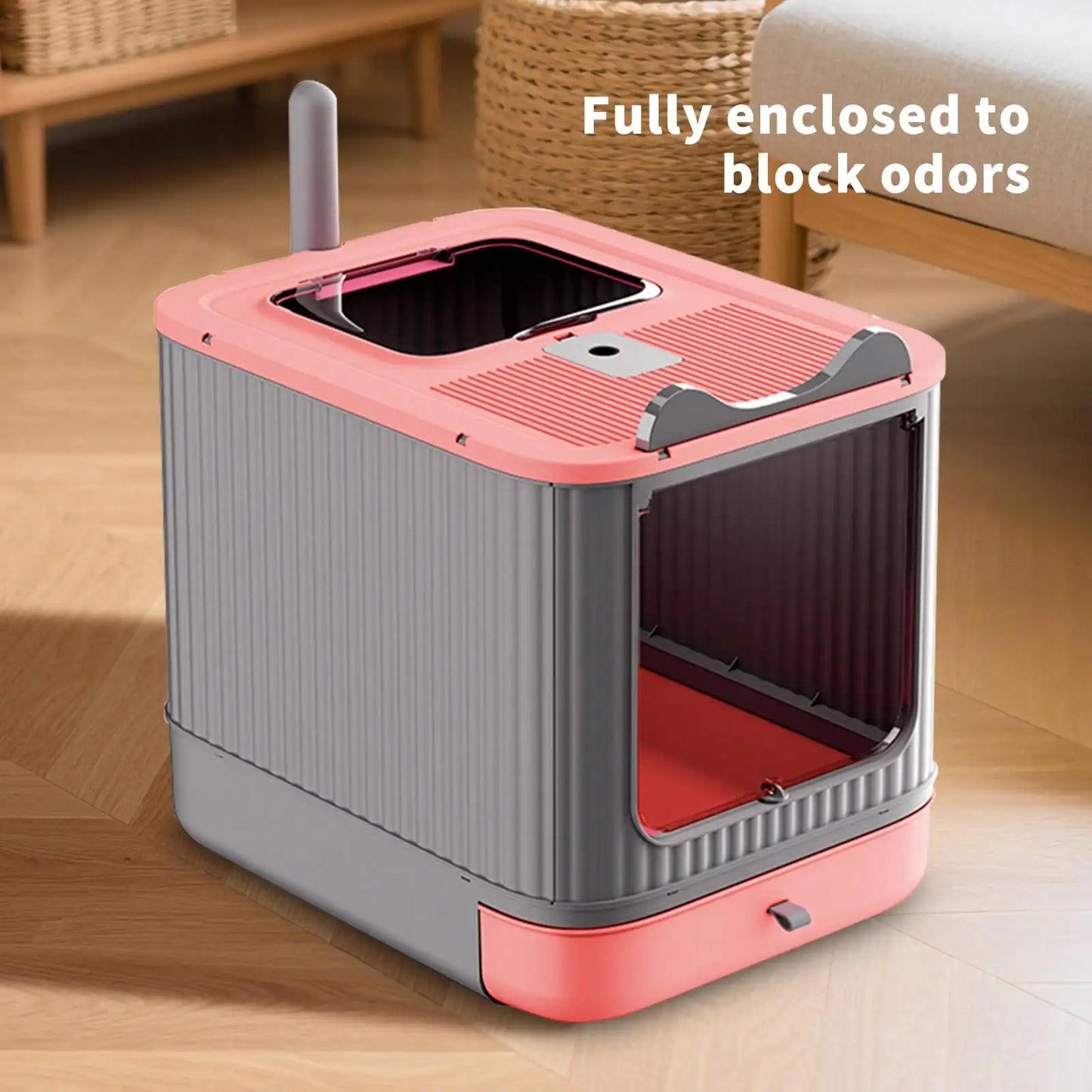 Foldable Cat Litter Box, Fully Enclosed Litter Box with Lid, Covered Enclosure with Scoop, Odor Control, Easy to Clean