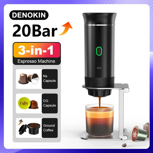 Wireless Electric Portable Espresso Coffee Machine for Home Camping Coffee Maker 3-in-1 Capsule Powder Travel Coffee Maker