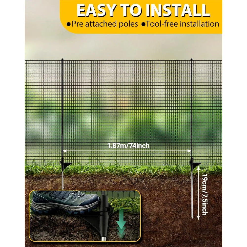 4x50ft Temporary Fence with Posts, Black Outdoor Dog Fence for Yard
