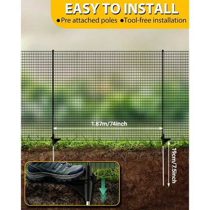 4x50ft Temporary Fence with Posts, Black Outdoor Dog Fence for Yard