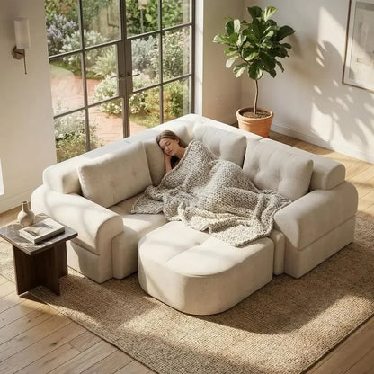 Convertible L-Shaped Sectional Couch with Deep Seating, High-Density Memory Foam, Chaise, and Pet-Friendly Fabric