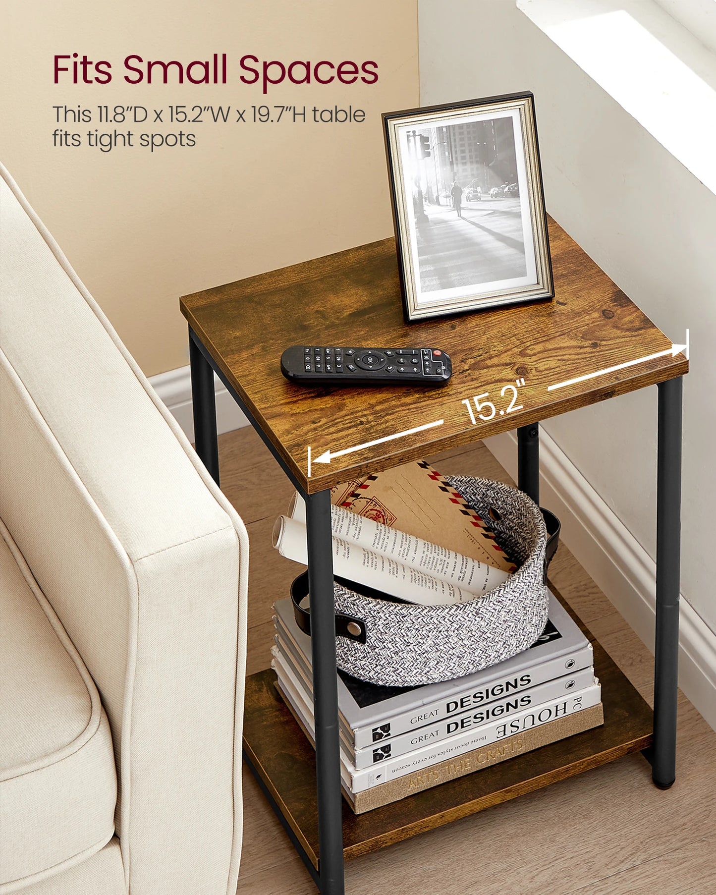 Small End Table, Nightstand for Living Room, Bedroom,