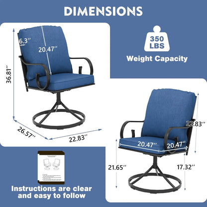 Metal Swivel Patio Chairs Set 2 Thickened Cushion Rocker Outdoor