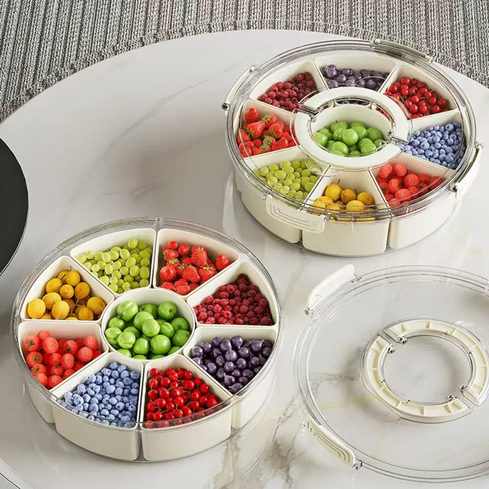 6 Compartment Rotating Transparent Divided Snack Food Storage Container