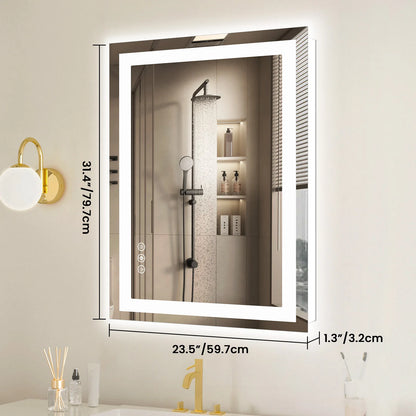 JHK 36"x 24"LED Bathroom Vanity Function Tempered Glass with Front Light mirror.