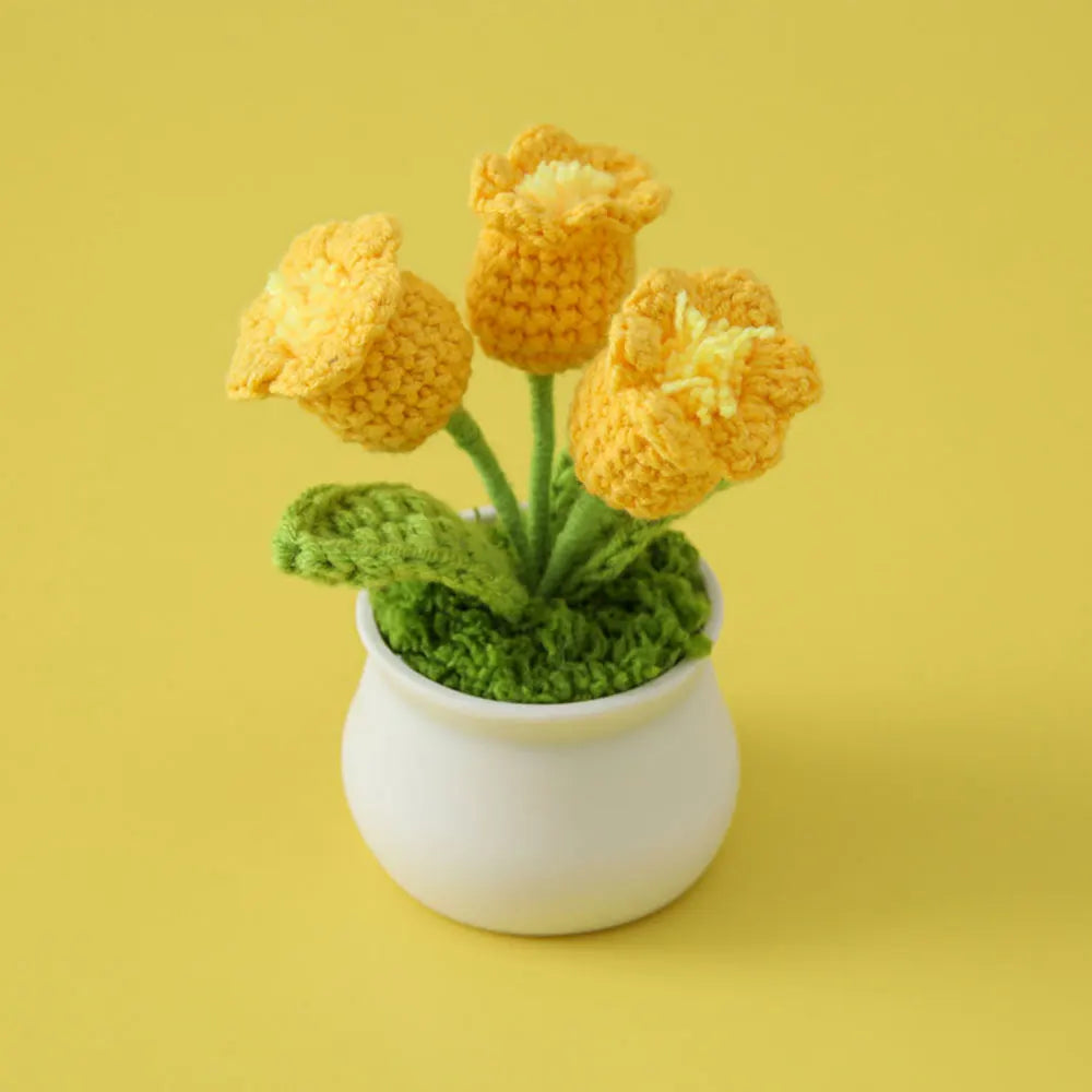 Hand-knitted Sunflower Tulip Crochet Flowers Potting