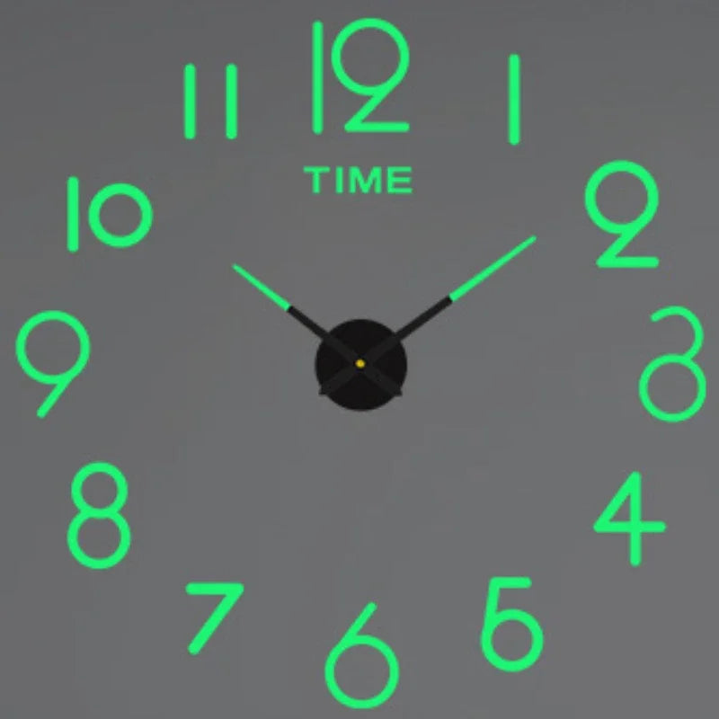 Large 3D Wall Clock Luminous Classic Wall DIY Digital Wall Stickers