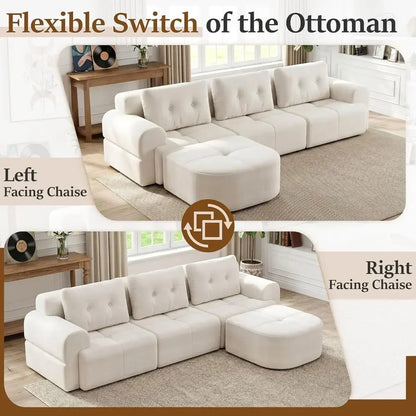 Convertible L-Shaped Sectional Couch with Deep Seating, High-Density Memory Foam, Chaise, and Pet-Friendly Fabric