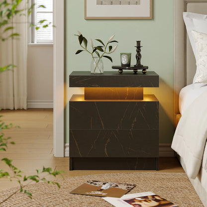 2 Cube Drawers End Table with RGB LED Lights