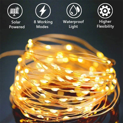 Solar LED Light Outdoor Garden Fairy Light String Led Twinkle Waterproof Light