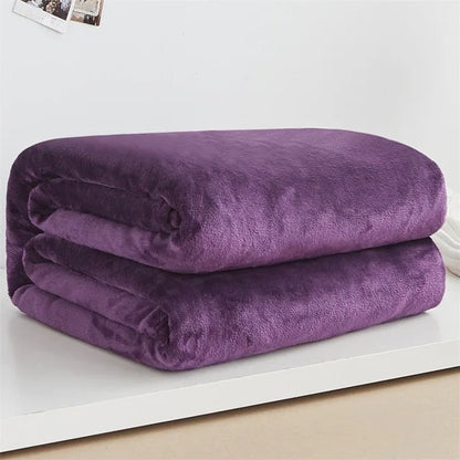 Super Soft Warm Lightweight Plain Solid Color Flannel Blanket for All Season