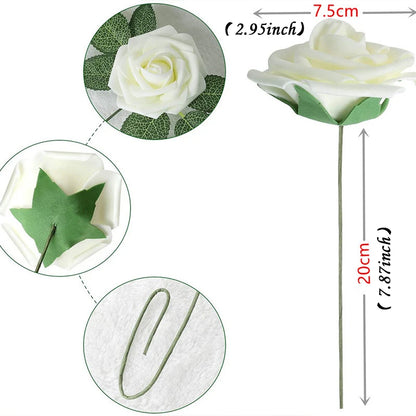 10~100pcs Rose Artificial Flowers Foam Fake Roses Wedding Bouquets Centerpieces