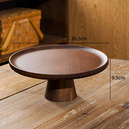 Acacia Wood Pedestal Cake Stand Dessert Display Platter