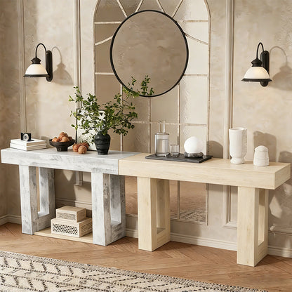 63-inch Modern Farmhouse Console Table and Scratch-Resistant Wooden Furniture