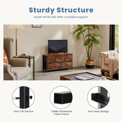 JHK Cabinet Layers With 5 Fabric Drawers Wardrobe Steel Frame Storage Dresser
