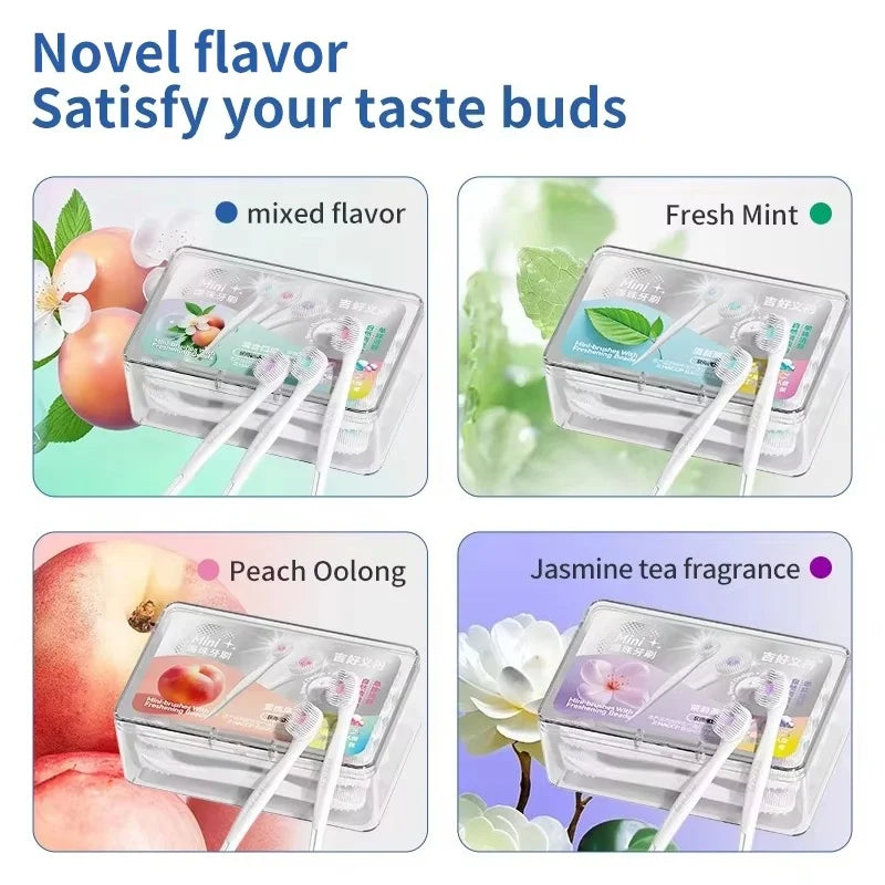 20pcs/box Portable 4-in-1 Toothbrush Toothpick Tongue Scraper for Travel Oral Cleaning Disposable Toothbrush