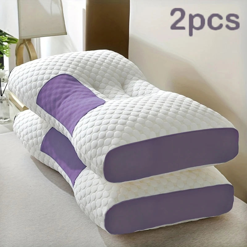 2pcs Massage Neck Pillows Adjustable Ergonomic Orthopedic Contour Support, High-Quality Pillow Core,