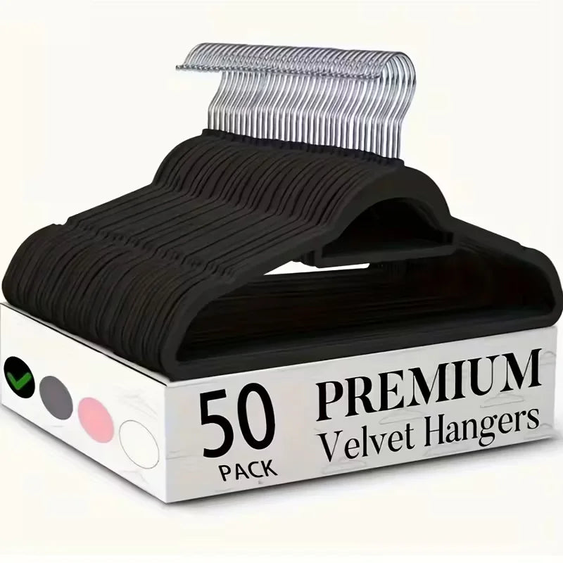10/20/50 Pack Premium Velvet Hangers, Non-Slip Flocked Felt Hangers