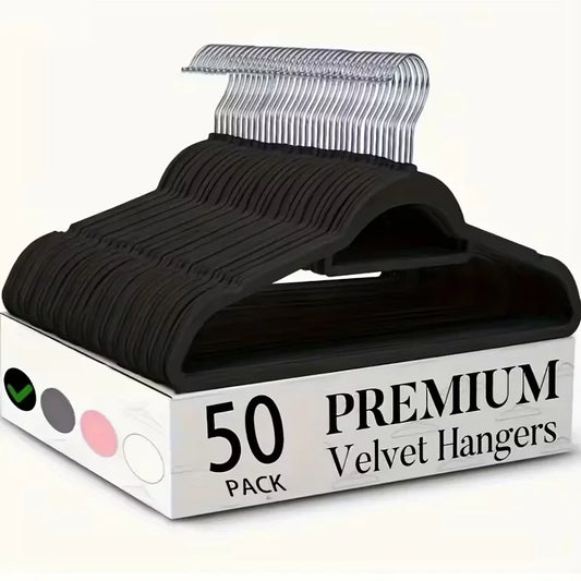 10/20/50 Pack Premium Velvet Hangers, Non-Slip Flocked Felt Hangers