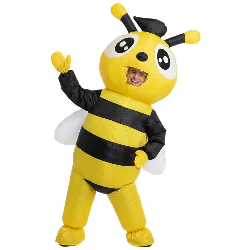 Inflatable Bee Costume for Adults Funny Bumblebee Cartoon Insect Mascot Suit with Blower Fan Battery Powered Halloween Party