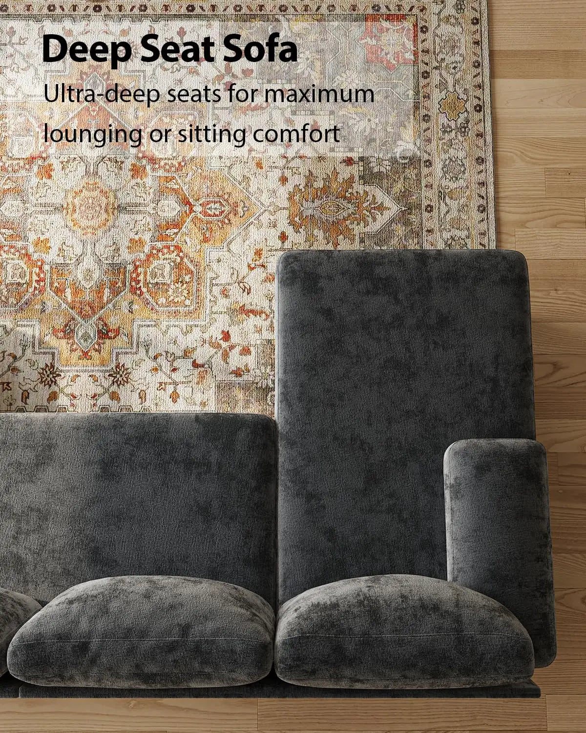 U-Shaped Sectional Sofa with Double Chaise Dark Grey Sectionals