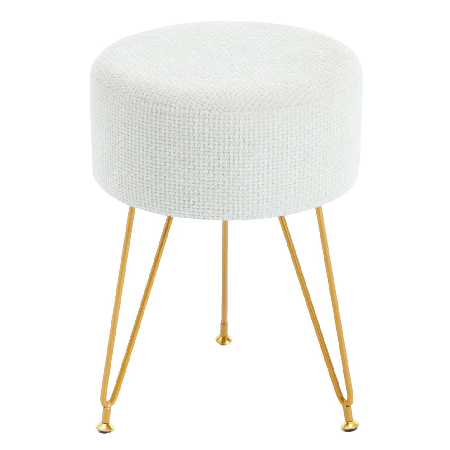 Round Ottoman Velvet Footrest Vanity Stool with 4CM Thick Cushion 350LBS Heavy-Duty Makeup Stool for Home