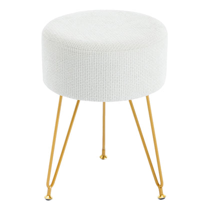 Round Ottoman Velvet Footrest Vanity Stool with 4CM Thick Cushion 350LBS Heavy-Duty Makeup Stool for Home