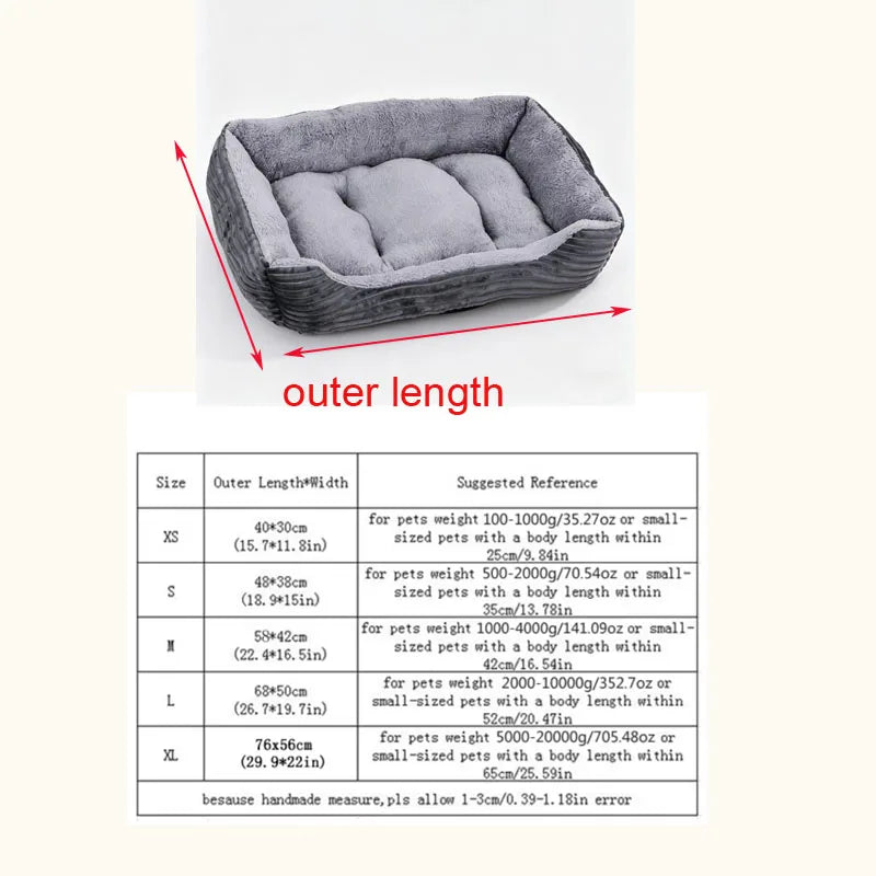 2-Piece Set of All-Season Pet Supplies, Corduroy Dog Bed and Cat Bed with Cooling Mat