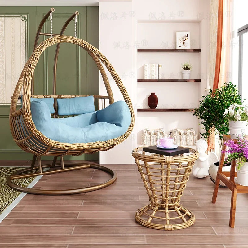 Hanging basket rattan courtyard double swing lazy chair