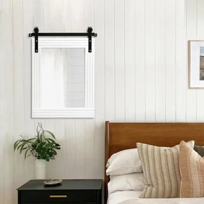 Wood Framed Mirror Rectangle Farmhouse Wall Mirror Decor for Bathroom Bedroom Living Room Entryway 20"x16