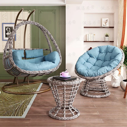 Hanging basket rattan courtyard double swing lazy chair
